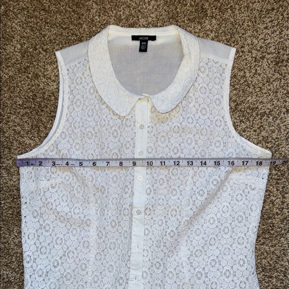 Jacob Elegant White Lace Sleeveless Top Blouse Peter Pan Collar - Picture 7 of 9